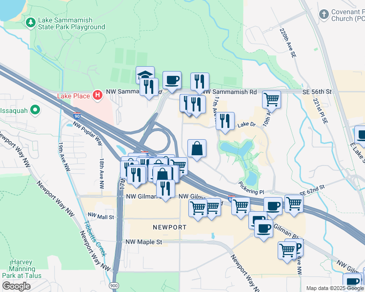 map of restaurants, bars, coffee shops, grocery stores, and more near 1775 12th Ave NW in Issaquah