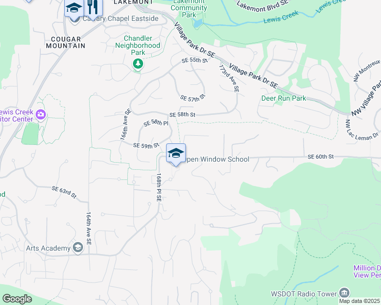 map of restaurants, bars, coffee shops, grocery stores, and more near 5932 170th Avenue Southeast in Bellevue