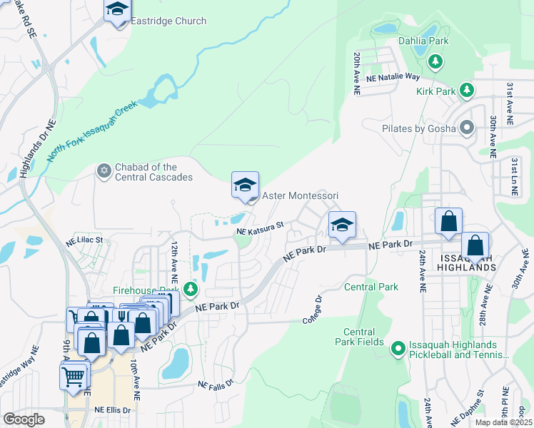 map of restaurants, bars, coffee shops, grocery stores, and more near 1982 15th Avenue Northeast in Issaquah