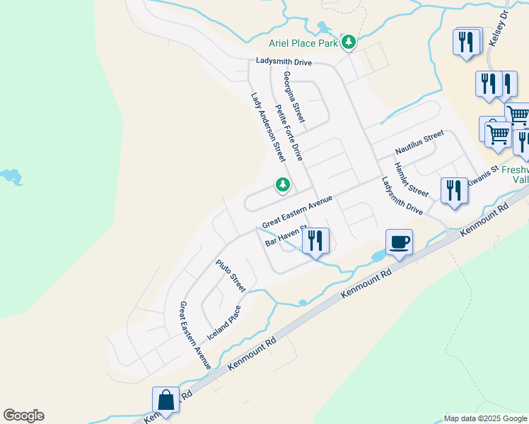 map of restaurants, bars, coffee shops, grocery stores, and more near 31 Hopedale Crescent in St. John's