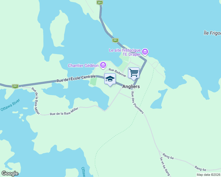 map of restaurants, bars, coffee shops, grocery stores, and more near 14 Rue de la Baie-Miller in Angliers