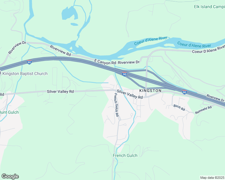 map of restaurants, bars, coffee shops, grocery stores, and more near 42849 Silver Valley Road in Shoshone County