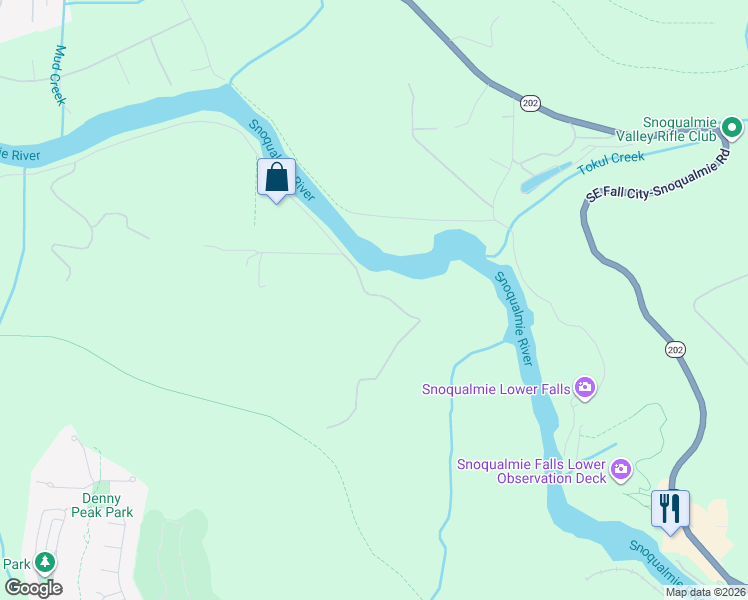map of restaurants, bars, coffee shops, grocery stores, and more near 36800-36804 Southeast David Powell Road in Fall City