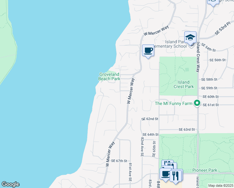 map of restaurants, bars, coffee shops, grocery stores, and more near 7955 Northbrook Lane in Mercer Island