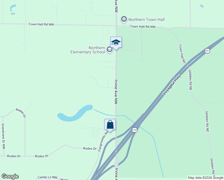 map of restaurants, bars, coffee shops, grocery stores, and more near 8380 Thompson Court Northwest in Bemidji