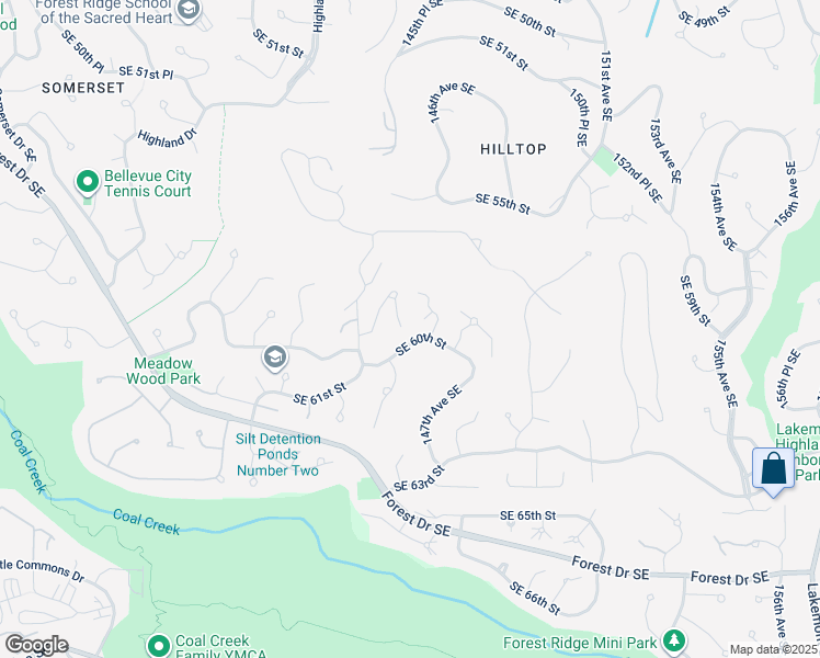 map of restaurants, bars, coffee shops, grocery stores, and more near 5839 145th Place Southeast in Bellevue