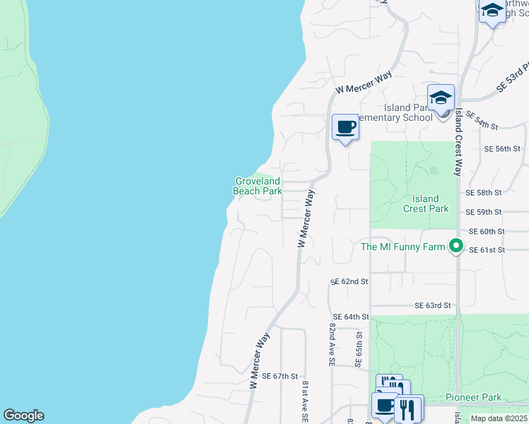 map of restaurants, bars, coffee shops, grocery stores, and more near 7955 Northbrook Lane in Mercer Island