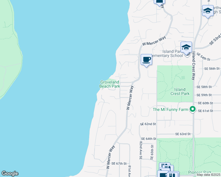 map of restaurants, bars, coffee shops, grocery stores, and more near 7955 Northbrook Lane in Mercer Island