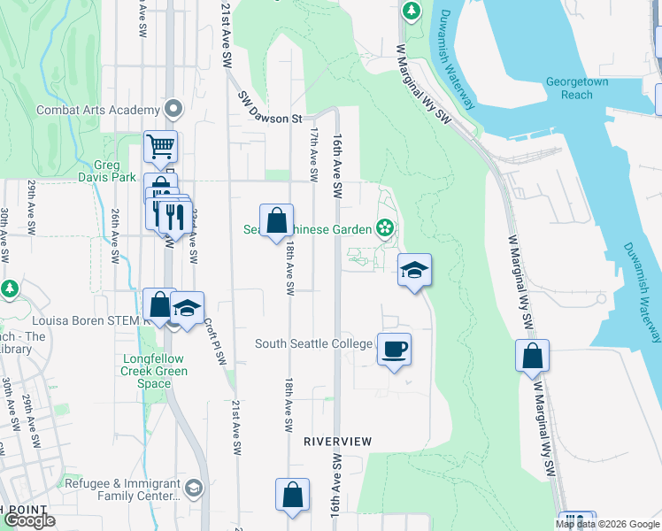 map of restaurants, bars, coffee shops, grocery stores, and more near 5467 16th Avenue Southwest in Seattle