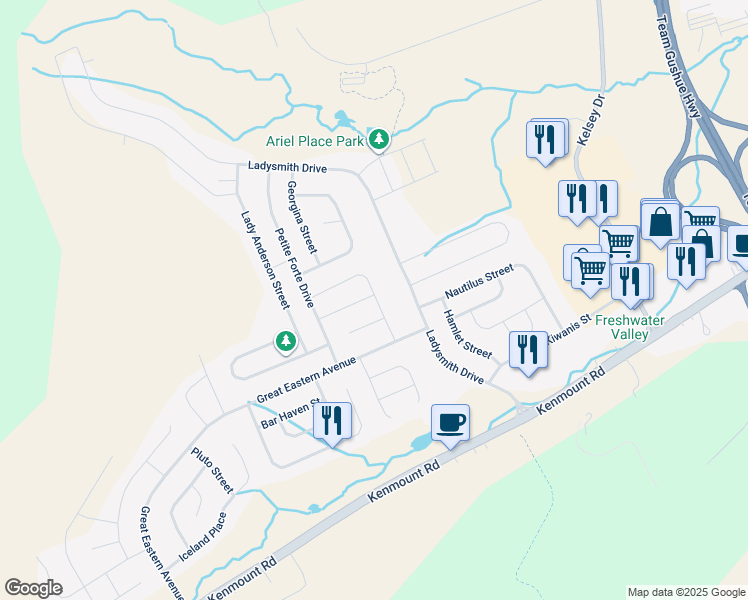 map of restaurants, bars, coffee shops, grocery stores, and more near 22 Antelope Street in St. John's