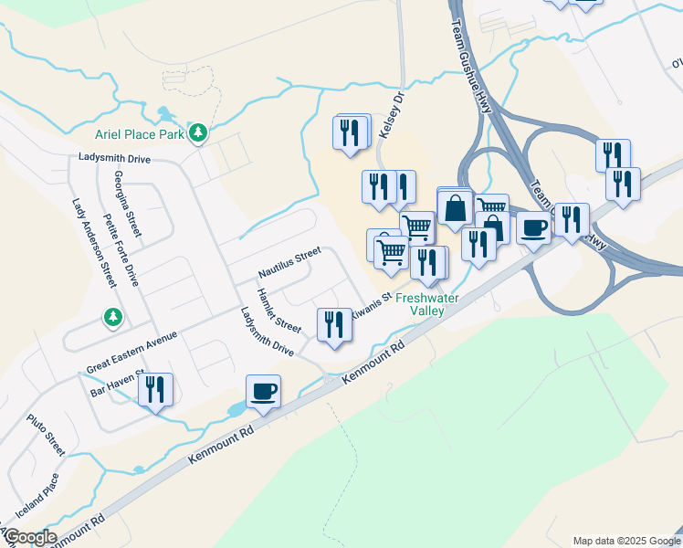map of restaurants, bars, coffee shops, grocery stores, and more near 27 Adventure Avenue in St. John's