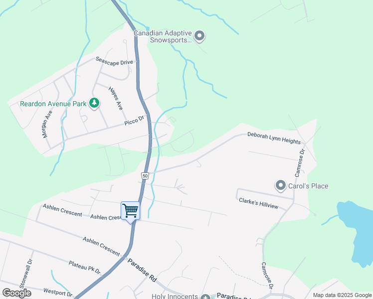 map of restaurants, bars, coffee shops, grocery stores, and more near Carol Crescent in Paradise