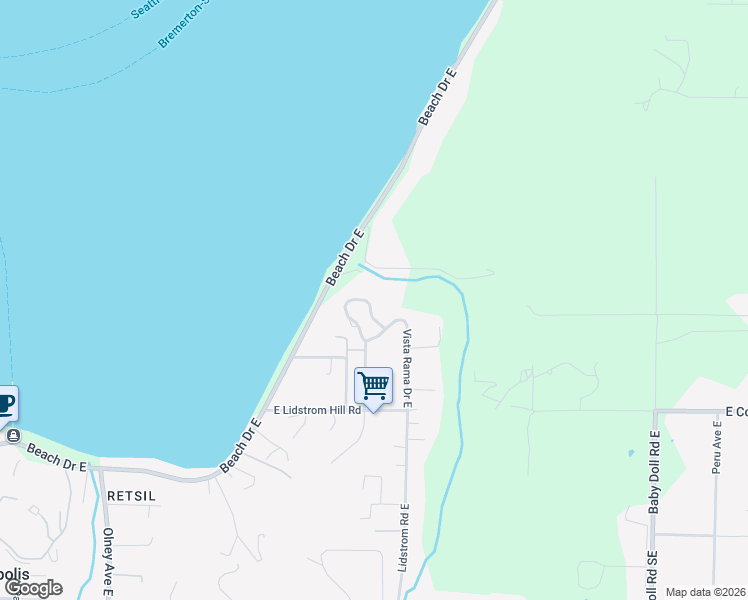 map of restaurants, bars, coffee shops, grocery stores, and more near 3931 Rama Drive East in Port Orchard