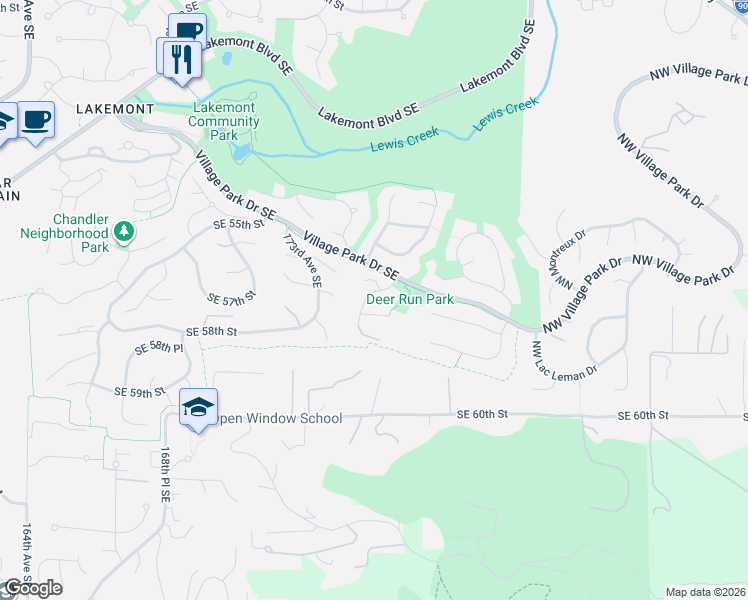 map of restaurants, bars, coffee shops, grocery stores, and more near 5692 176th Place Southeast in Bellevue