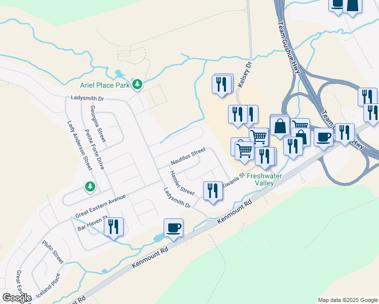 map of restaurants, bars, coffee shops, grocery stores, and more near 29 Nautilus Street in St. John's