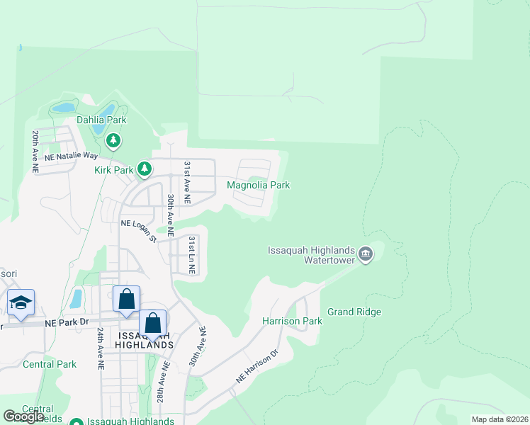 map of restaurants, bars, coffee shops, grocery stores, and more near 3485 Northeast Madison Way in Issaquah