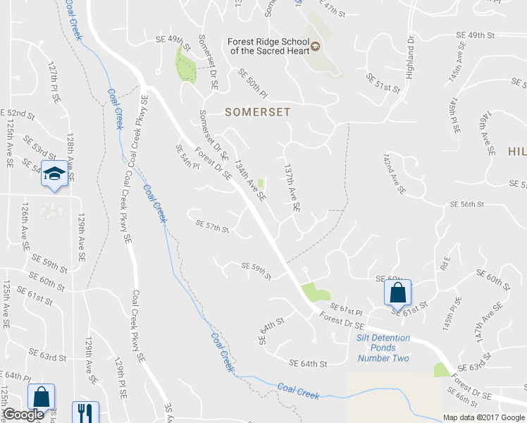 map of restaurants, bars, coffee shops, grocery stores, and more near 5617 134th Avenue Southeast in Bellevue