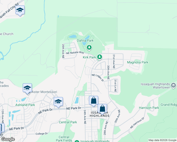 map of restaurants, bars, coffee shops, grocery stores, and more near 2495 25th Avenue Northeast in Issaquah
