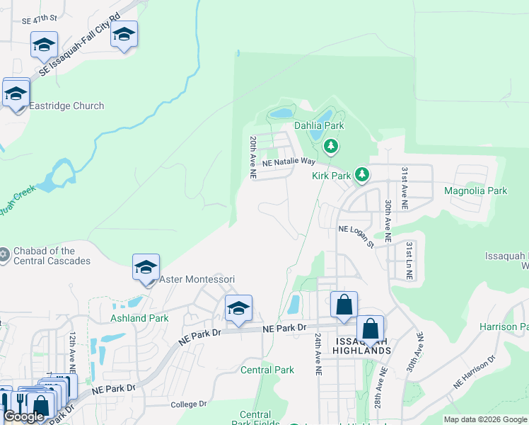 map of restaurants, bars, coffee shops, grocery stores, and more near 2017 Northeast Nelson Lane in Issaquah