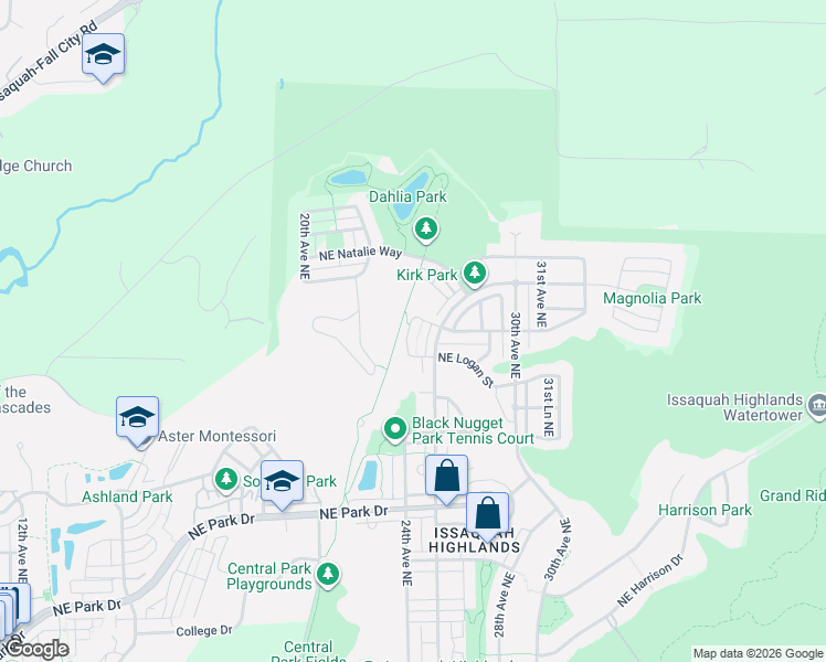 map of restaurants, bars, coffee shops, grocery stores, and more near 2534 Northeast Mulberry Walk in Issaquah