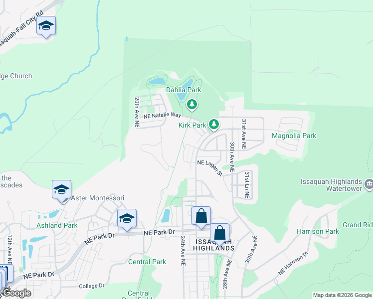 map of restaurants, bars, coffee shops, grocery stores, and more near 2538 Mulberry Walk Northeast in Issaquah