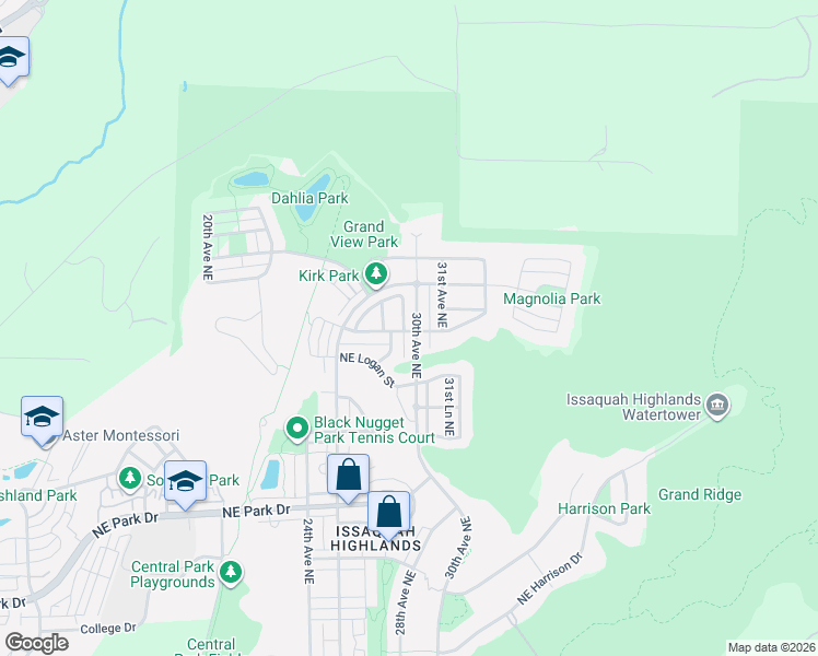 map of restaurants, bars, coffee shops, grocery stores, and more near 2455 30th Avenue Northeast in Issaquah