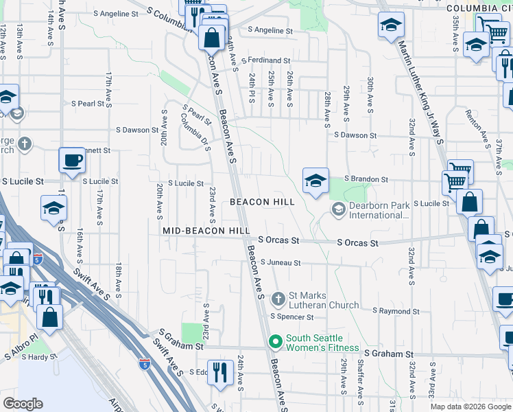 map of restaurants, bars, coffee shops, grocery stores, and more near in Seattle