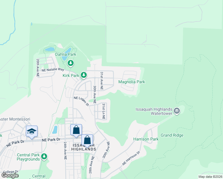 map of restaurants, bars, coffee shops, grocery stores, and more near 3199 Northeast Mulberry Street in Issaquah