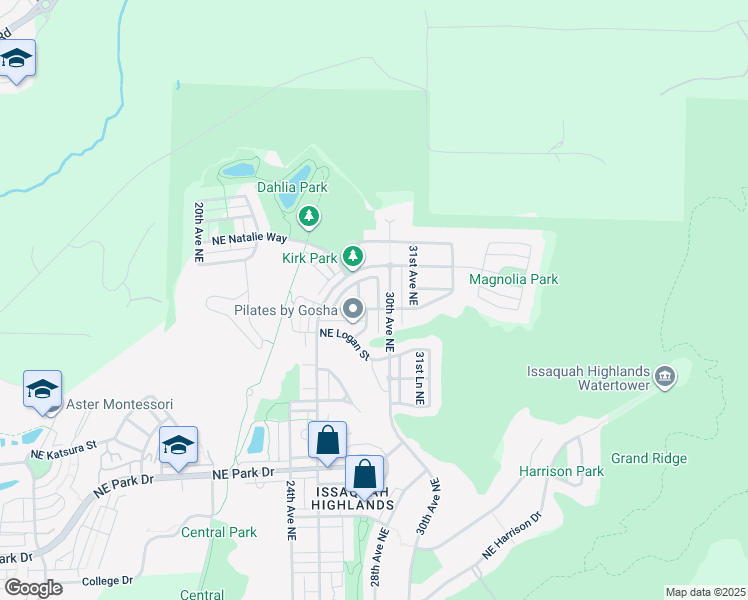 map of restaurants, bars, coffee shops, grocery stores, and more near 2419 30th Place Northeast in Issaquah