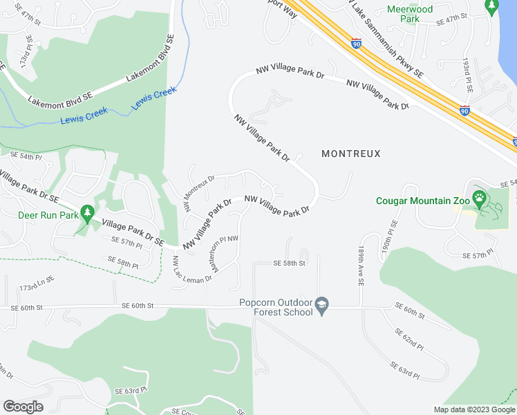 map of restaurants, bars, coffee shops, grocery stores, and more near 18451 Northwest Village Park Drive in Issaquah