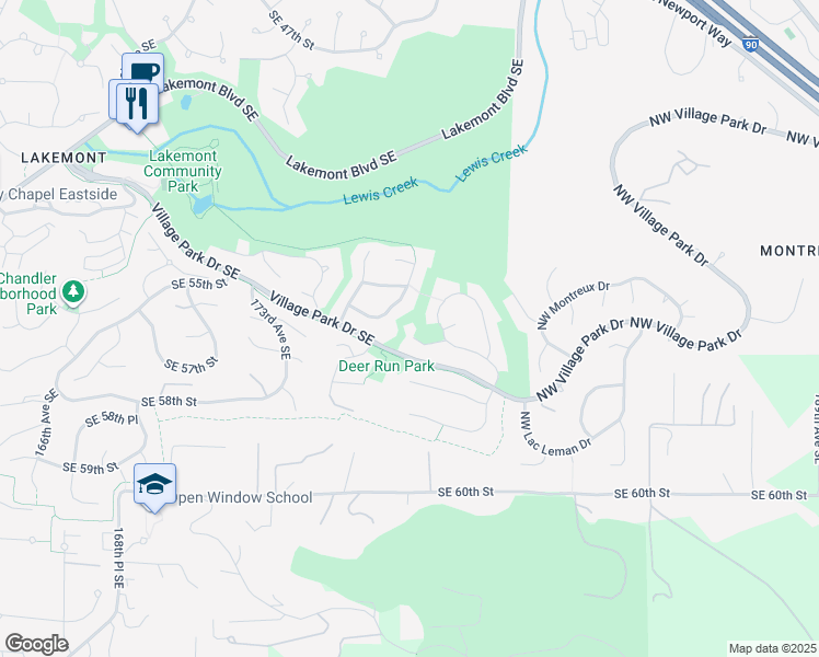 map of restaurants, bars, coffee shops, grocery stores, and more near 5570 176th Place Southeast in Bellevue