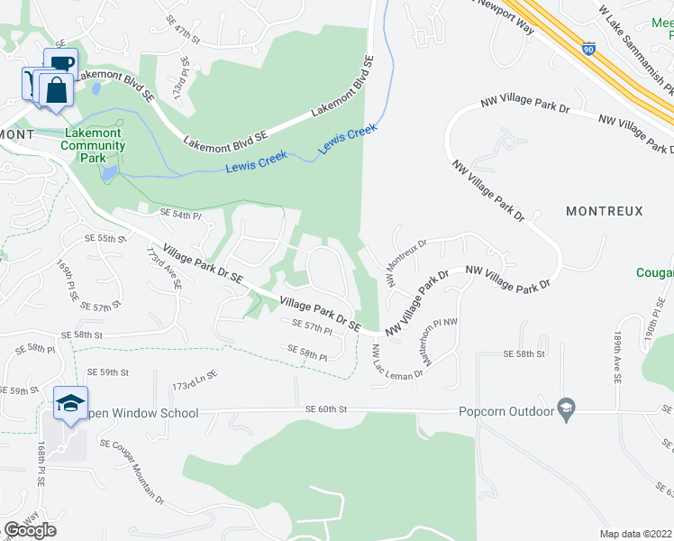 map of restaurants, bars, coffee shops, grocery stores, and more near 5591 179th Avenue Southeast in Bellevue