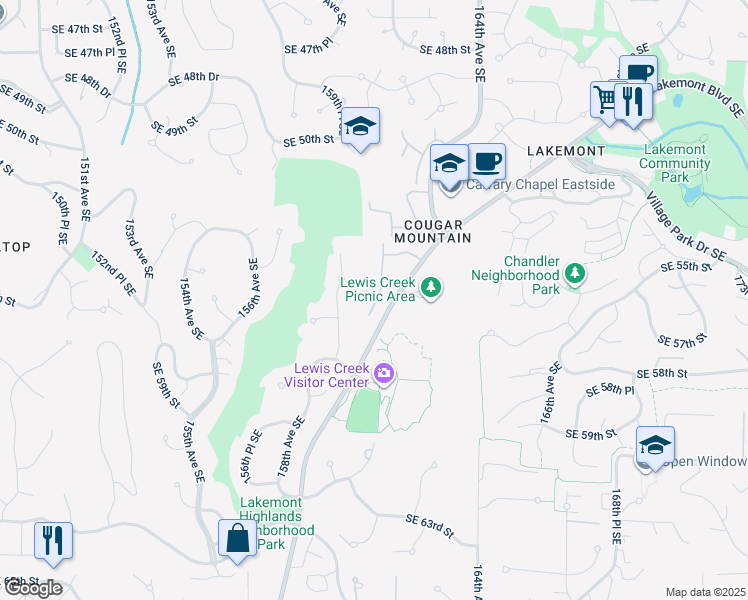 map of restaurants, bars, coffee shops, grocery stores, and more near 1506 Lakemont Boulevard -Driveway in Bellevue