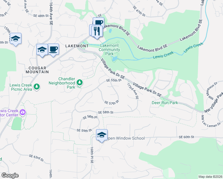 map of restaurants, bars, coffee shops, grocery stores, and more near 5547 171st Avenue Southeast in Bellevue