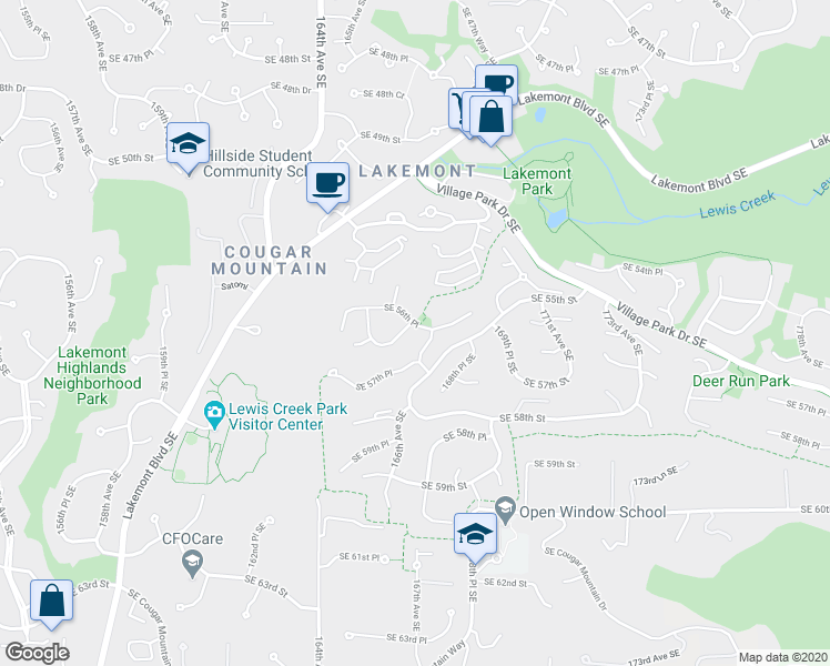 map of restaurants, bars, coffee shops, grocery stores, and more near 5618 167th Place Southeast in Bellevue
