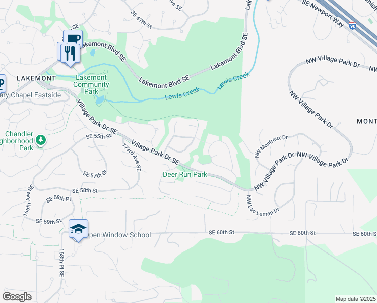 map of restaurants, bars, coffee shops, grocery stores, and more near 5570 176th Place Southeast in Bellevue