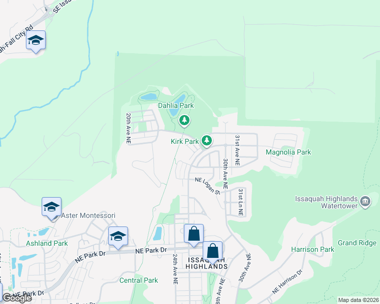 map of restaurants, bars, coffee shops, grocery stores, and more near 2402 24th Court Northeast in Issaquah