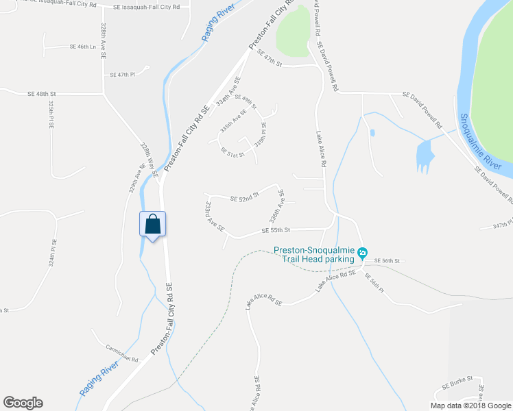 map of restaurants, bars, coffee shops, grocery stores, and more near 33357 Southeast 52nd Street in Fall City