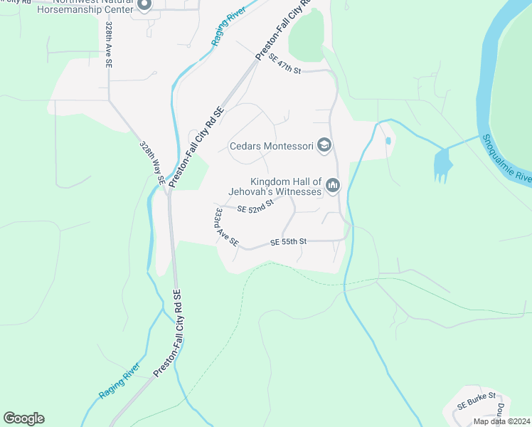 map of restaurants, bars, coffee shops, grocery stores, and more near 33357 Southeast 52nd Street in Fall City