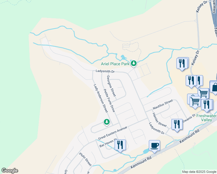 map of restaurants, bars, coffee shops, grocery stores, and more near 21 Georgina Street in St. John's