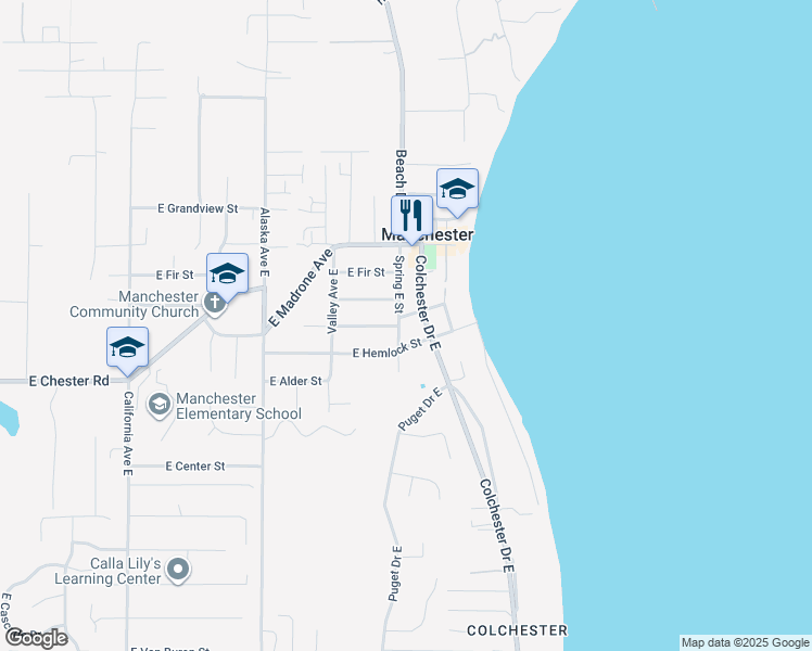 map of restaurants, bars, coffee shops, grocery stores, and more near 8029 East Hemlock Street in Port Orchard