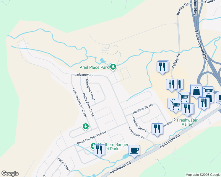 map of restaurants, bars, coffee shops, grocery stores, and more near 111 Ladysmith Drive in St. John's