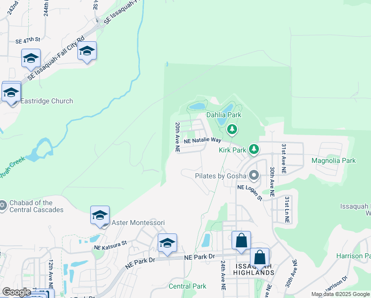 map of restaurants, bars, coffee shops, grocery stores, and more near 2066 Northeast Nelson Lane in Issaquah