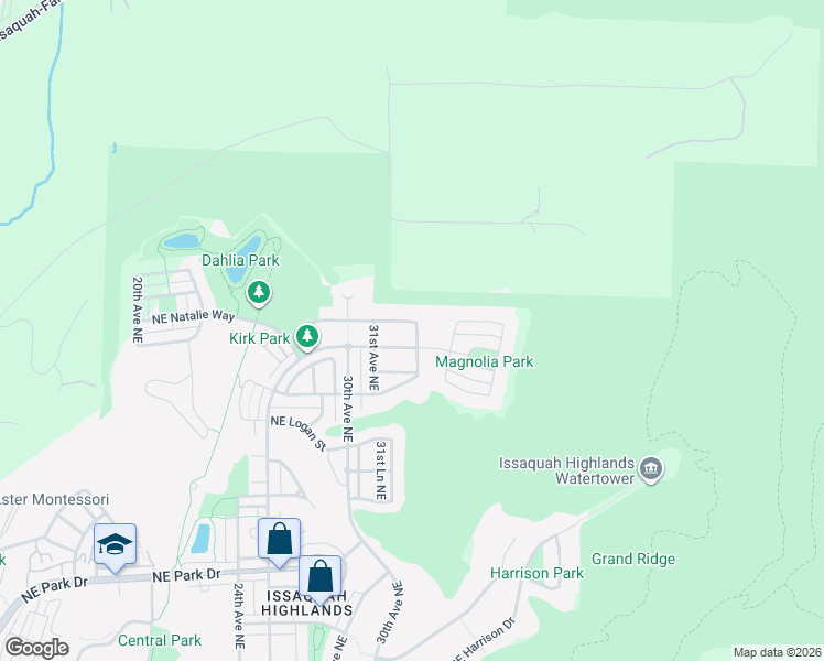 map of restaurants, bars, coffee shops, grocery stores, and more near 3300 Northeast Marquette Way in Issaquah