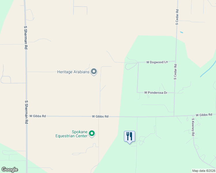 map of restaurants, bars, coffee shops, grocery stores, and more near 2128 West Gibbs Road in Spokane