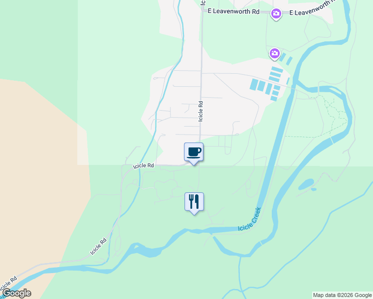 map of restaurants, bars, coffee shops, grocery stores, and more near 7500 Icicle Road in Leavenworth