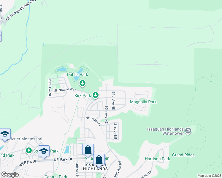map of restaurants, bars, coffee shops, grocery stores, and more near 3066 Northeast Marquette Way in Issaquah
