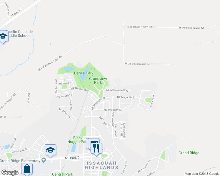 map of restaurants, bars, coffee shops, grocery stores, and more near 2972 Northeast Marquette Way in Issaquah