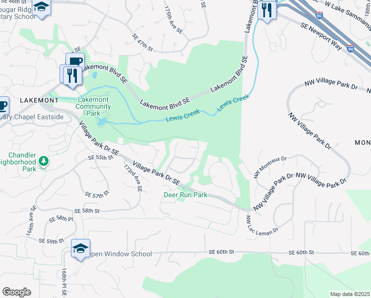 map of restaurants, bars, coffee shops, grocery stores, and more near 5463 176th Place Southeast in Bellevue
