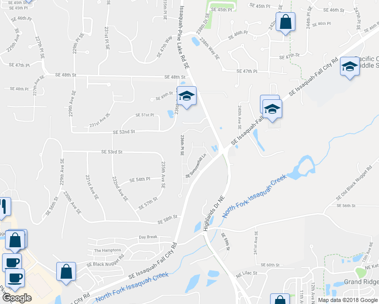 map of restaurants, bars, coffee shops, grocery stores, and more near 5255 237th Terrace Southeast in Issaquah